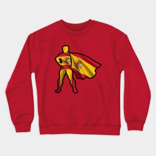 Spanish Hero Wearing Cape of Spain Flag Representing Hope and Peace Crewneck Sweatshirt